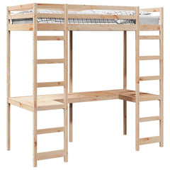 Loft Bed Frame Solid Pine Wood Natural 90 cm 200 cm