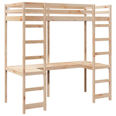 Loft Bed Frame Solid Pine Wood Natural 90 cm 200 cm