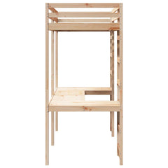 Loft Bed Frame Solid Pine Wood Natural 90 cm 200 cm