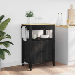 Kitchen Trolley "MONZA" 60x40x88,5 cm Solid Wood Pine Black 60 x 40 x 88.5 cm