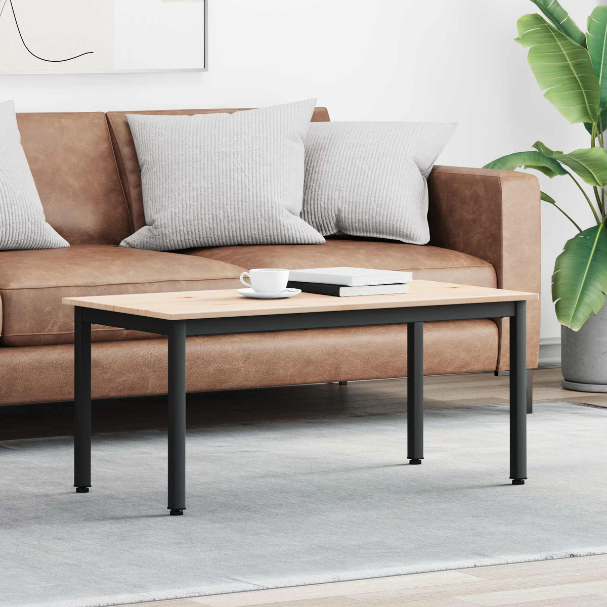 vidaXL Coffee Table Solid Pine Wood Natural
