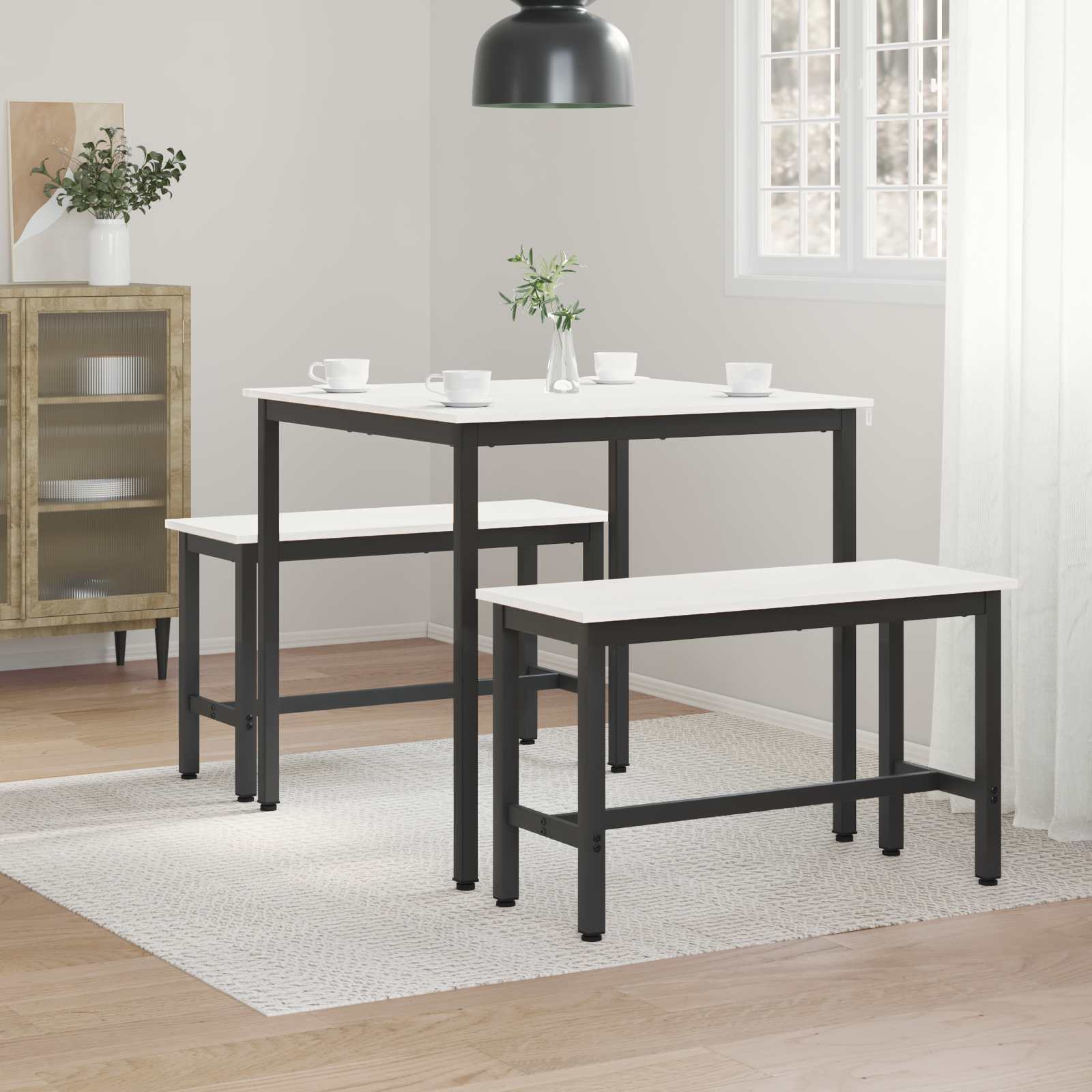 vidaXL Dining Table White 80 x 80 x 75 cm Solid Pine Wood 4