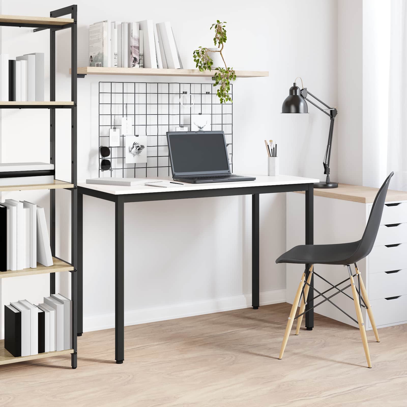 vidaXL Dining Table White 110 x 55 x 75 cm Solid Pine Wood 4