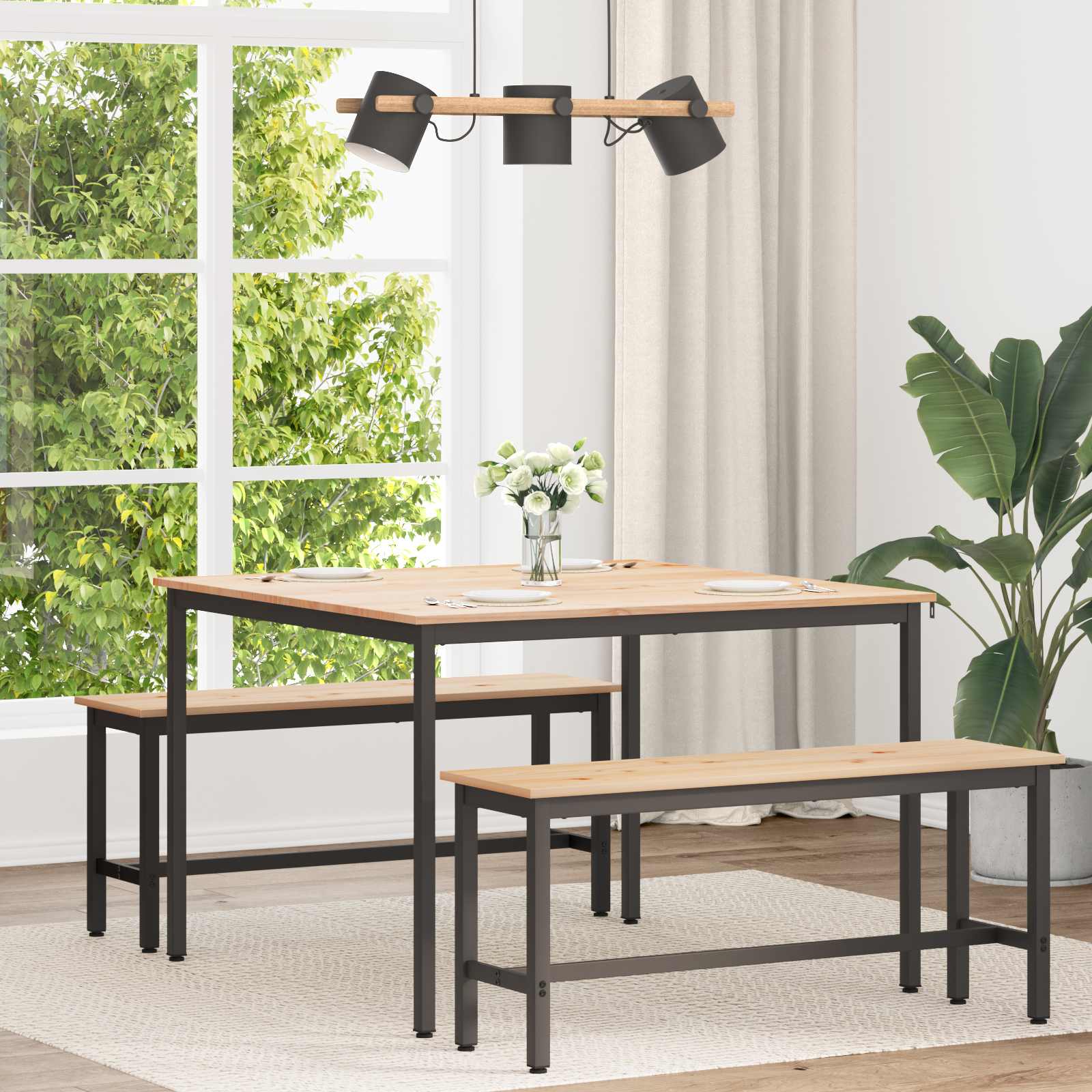 vidaXL Dining Table Natural 110 x 110 x 75 cm Solid Pine Wood 1