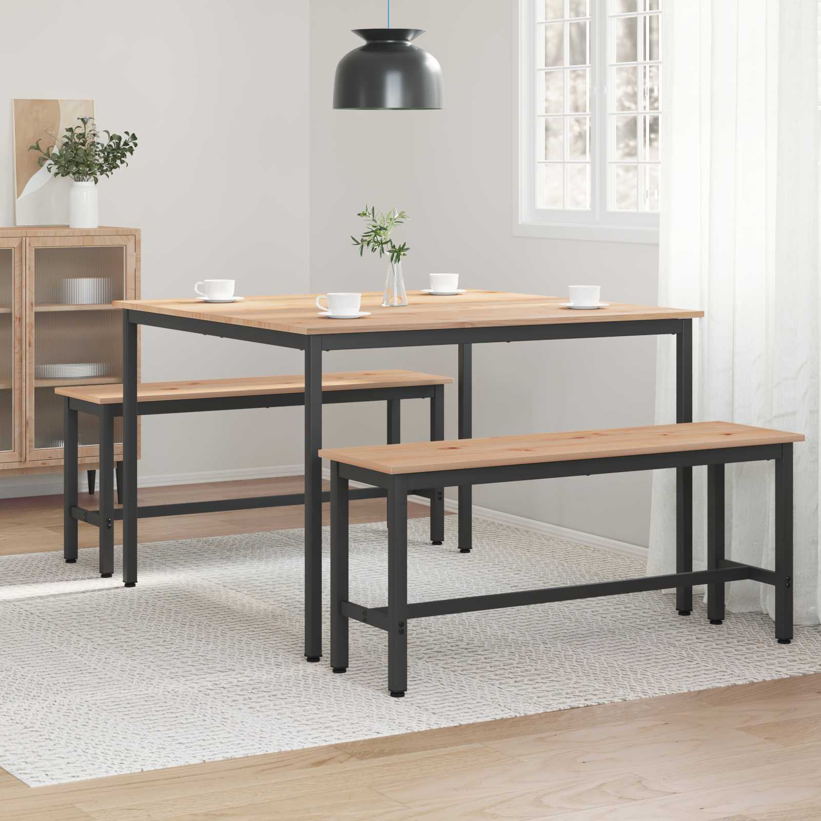 vidaXL Dining Table Natural 110 x 110 x 75 cm Solid Pine Wood 4