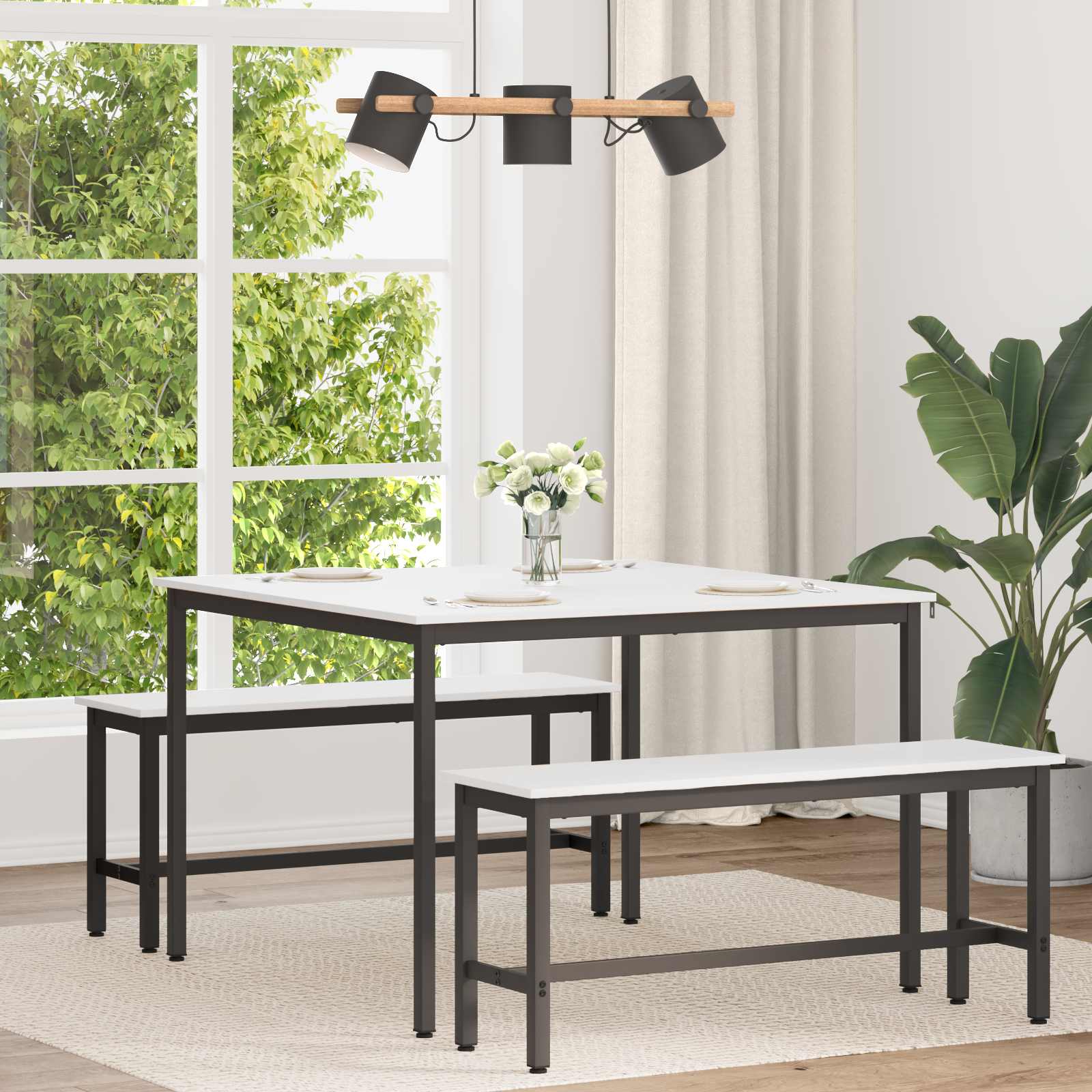 vidaXL Dining Table White 110 x 110 x 75 cm Solid Pine Wood 1
