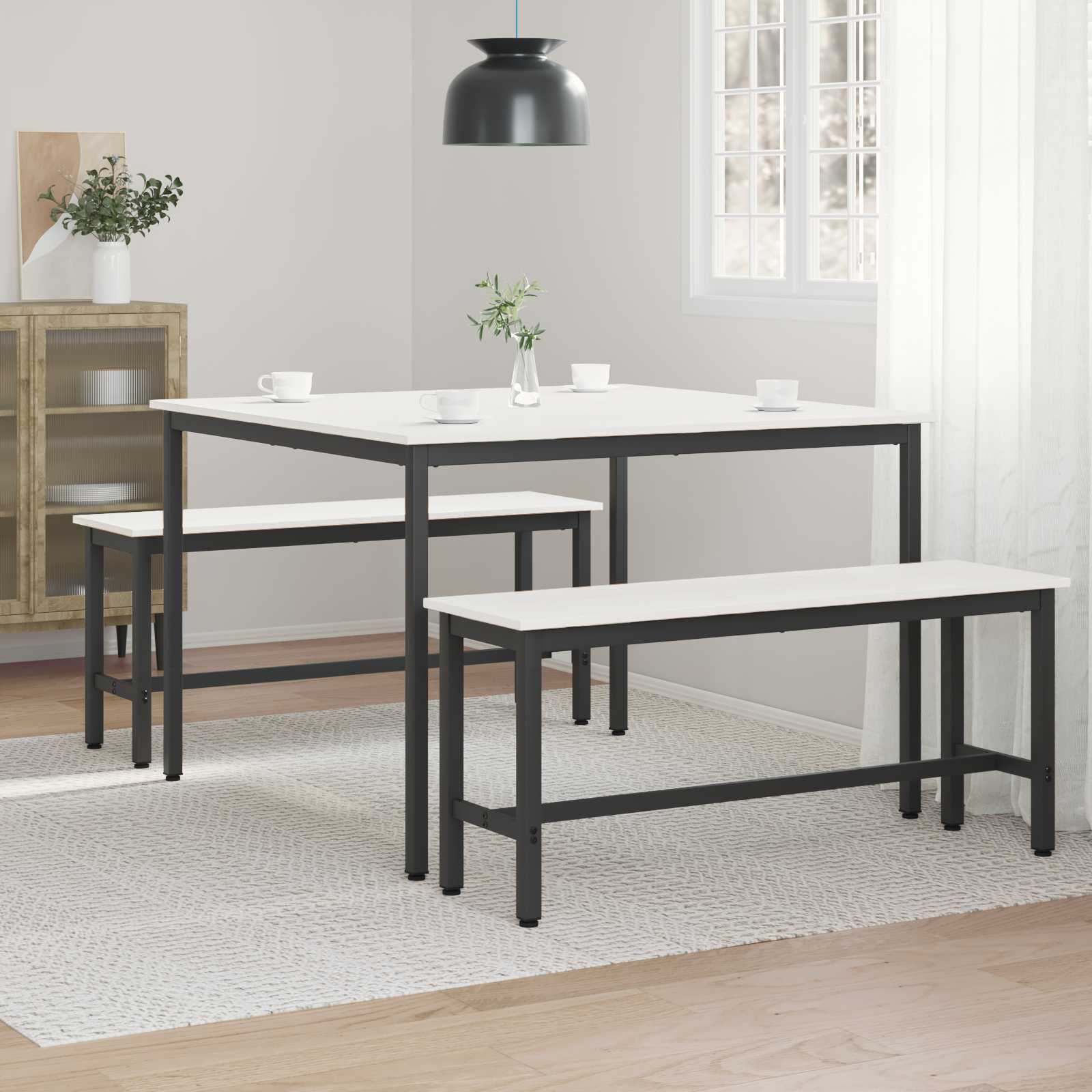 vidaXL Dining Table White 110 x 110 x 75 cm Solid Pine Wood 4