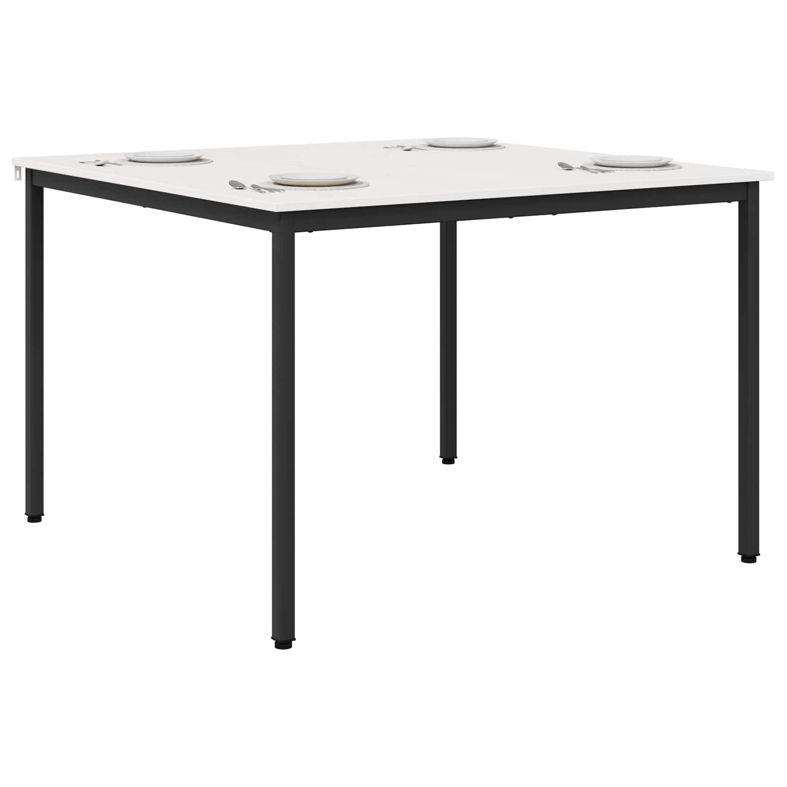 vidaXL Dining Table White 110 x 110 x 75 cm Solid Pine Wood 3