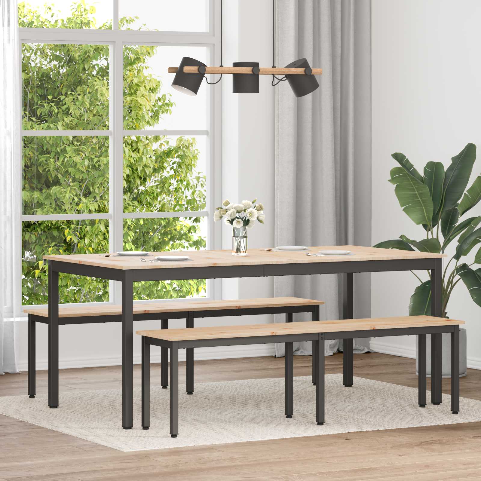 vidaXL Dining Table Natural 180 x 90 x 75 cm Solid Pine Wood 1