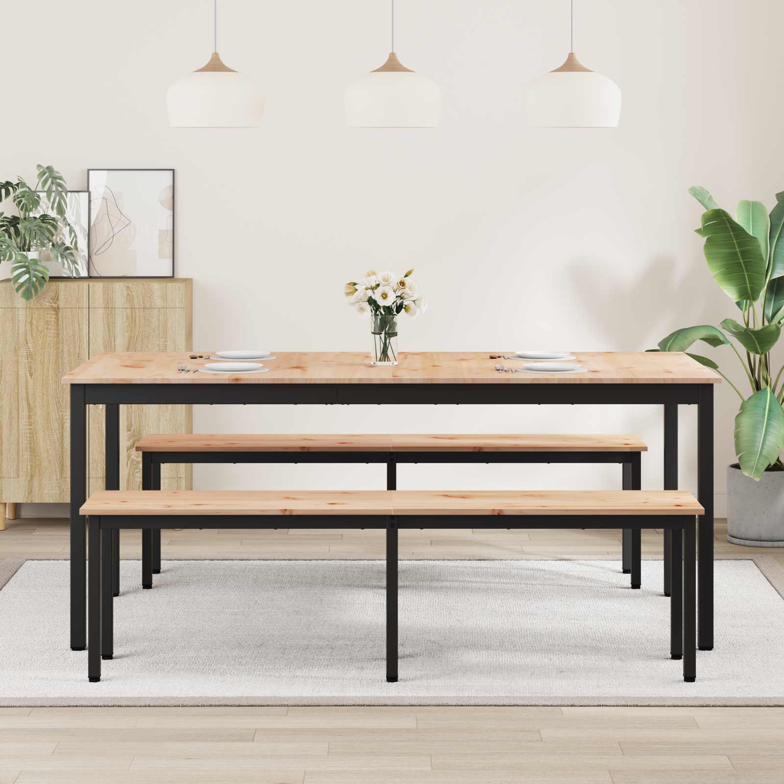 vidaXL Dining Table Natural 180 x 90 x 75 cm Solid Pine Wood 4