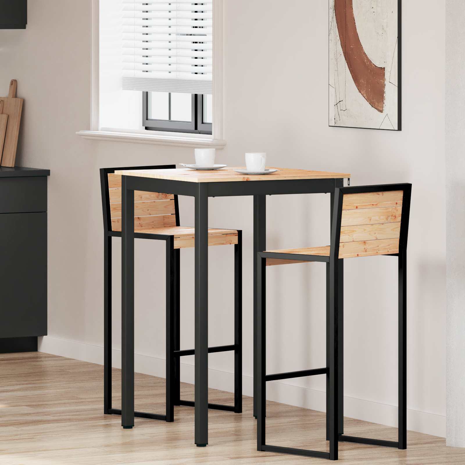 vidaXL Bar Table 70 x 70 x 105 cm Solid Pine Wood Natural Square 1