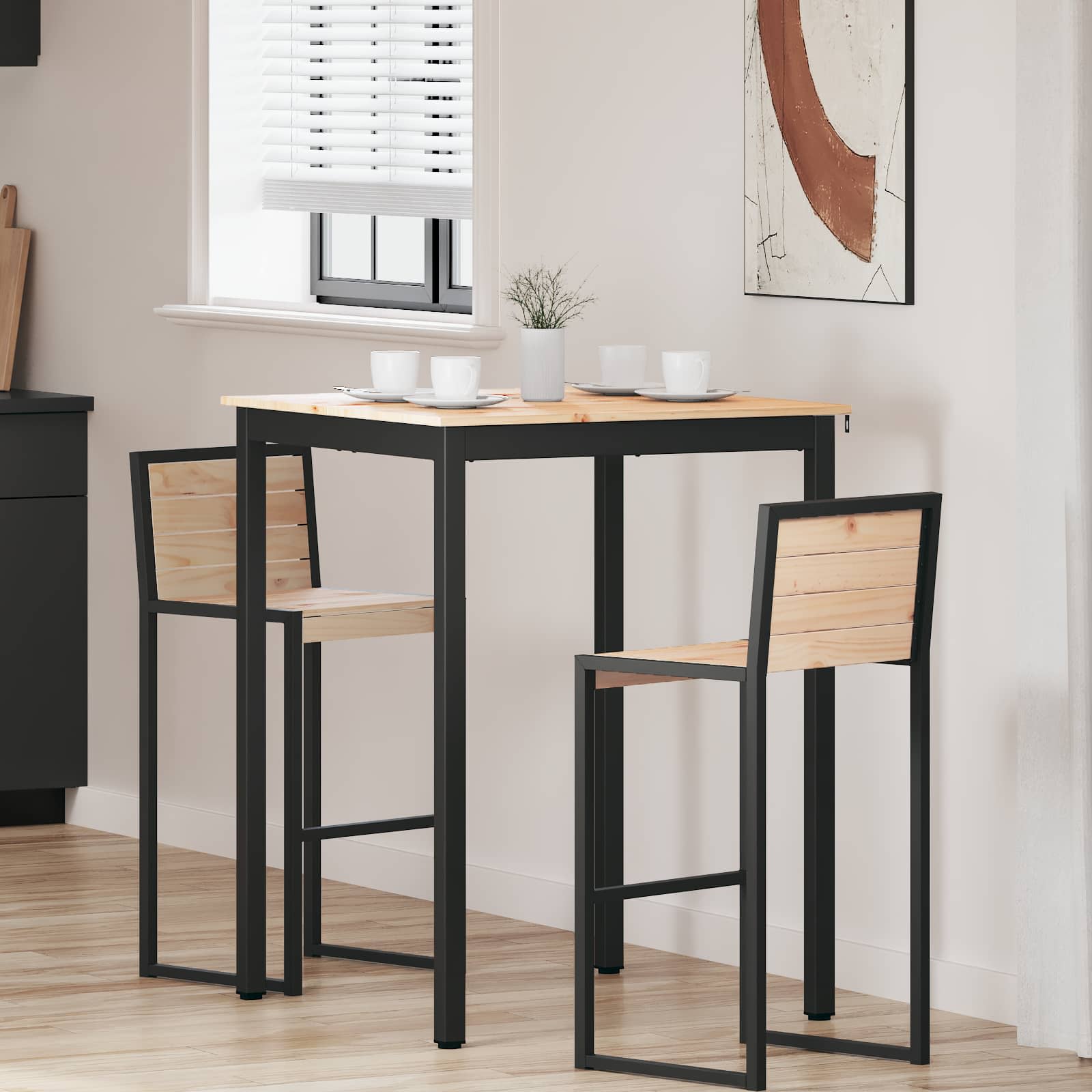vidaXL Bar Table 80 x 80 x 105 cm Solid Pine Wood Natural Square 1