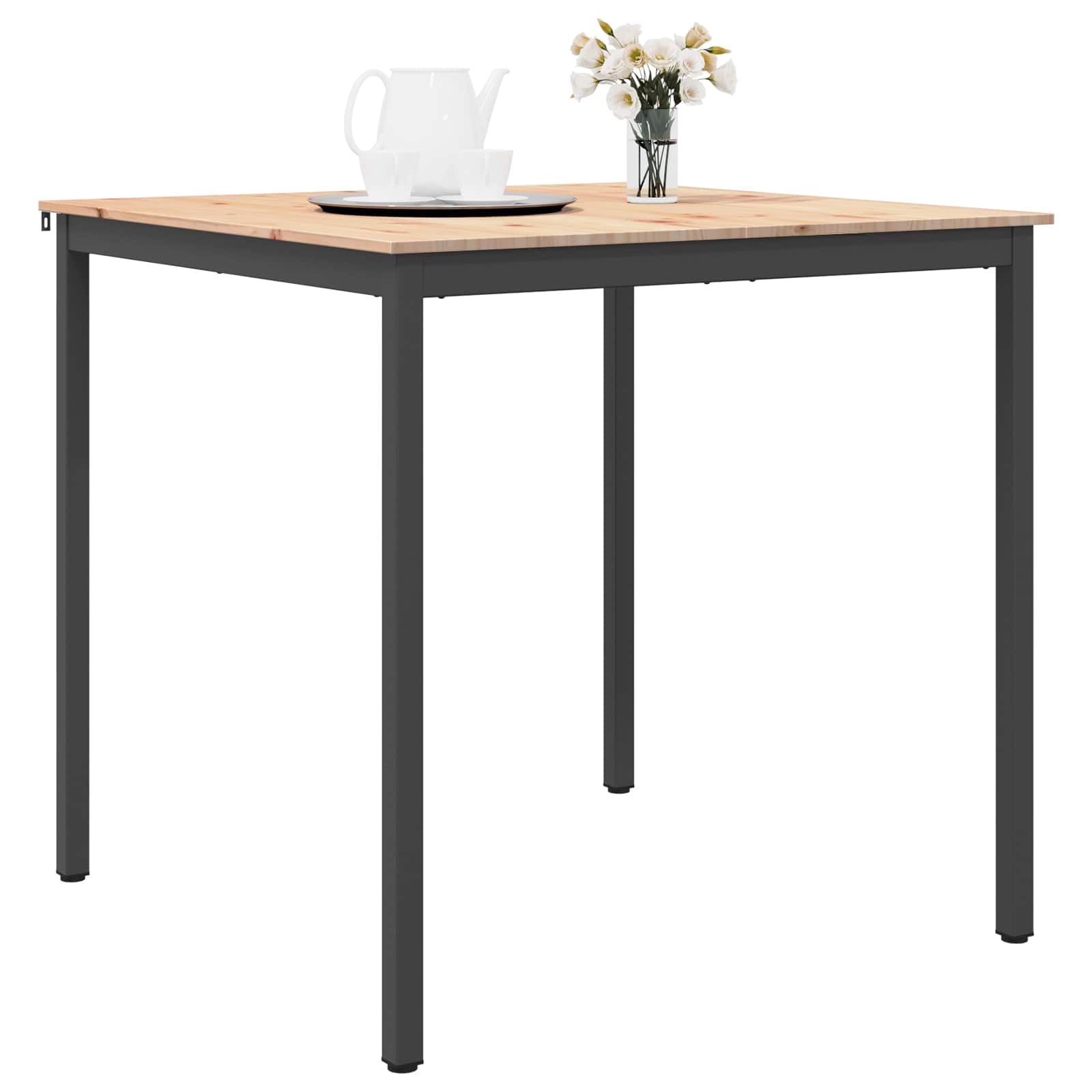 vidaXL Bar Table 110 x 110 x 105 cm Solid Pine Wood Natural Square 3