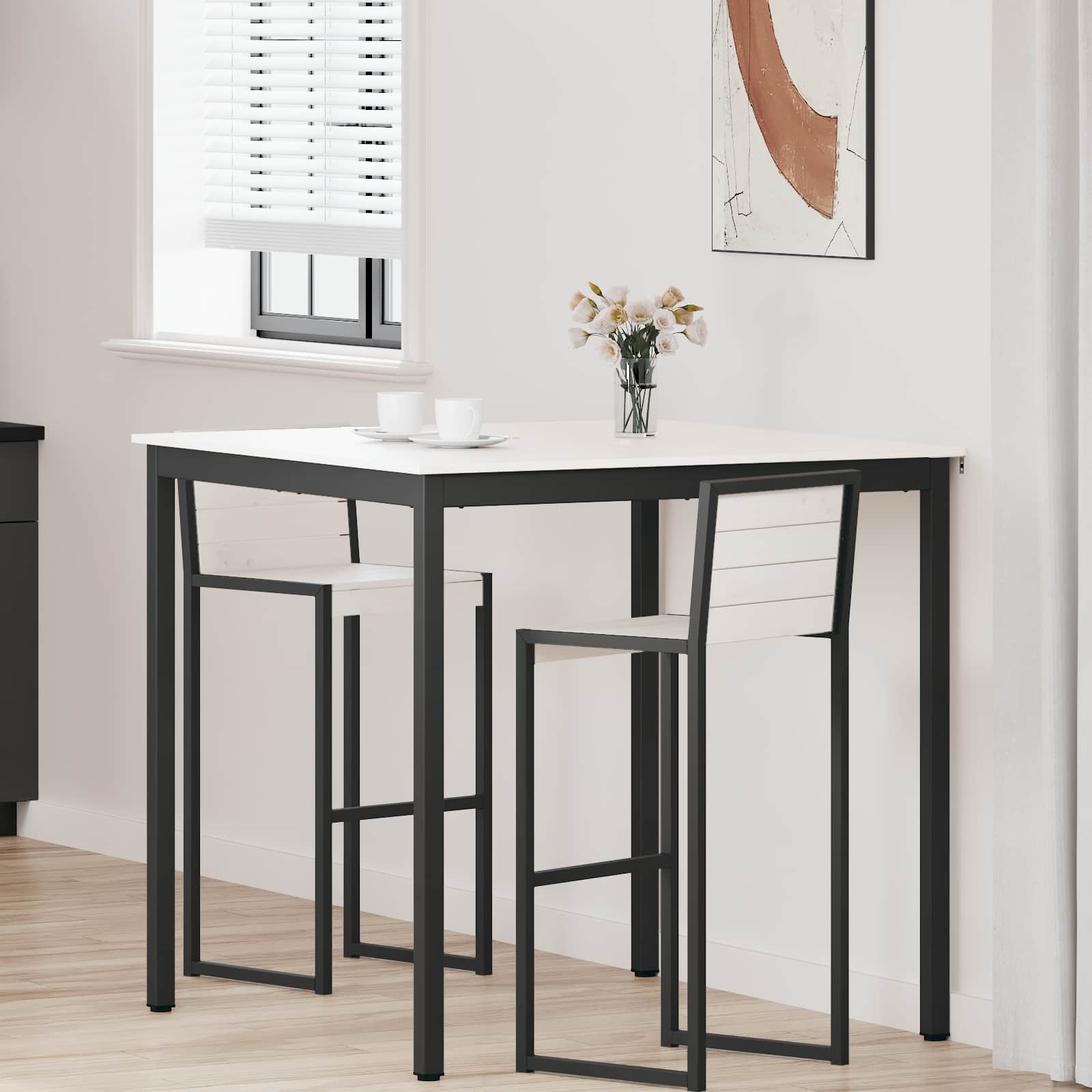 vidaXL Bar Table White 110 x 110 x 105 cm Solid Pine Wood 1