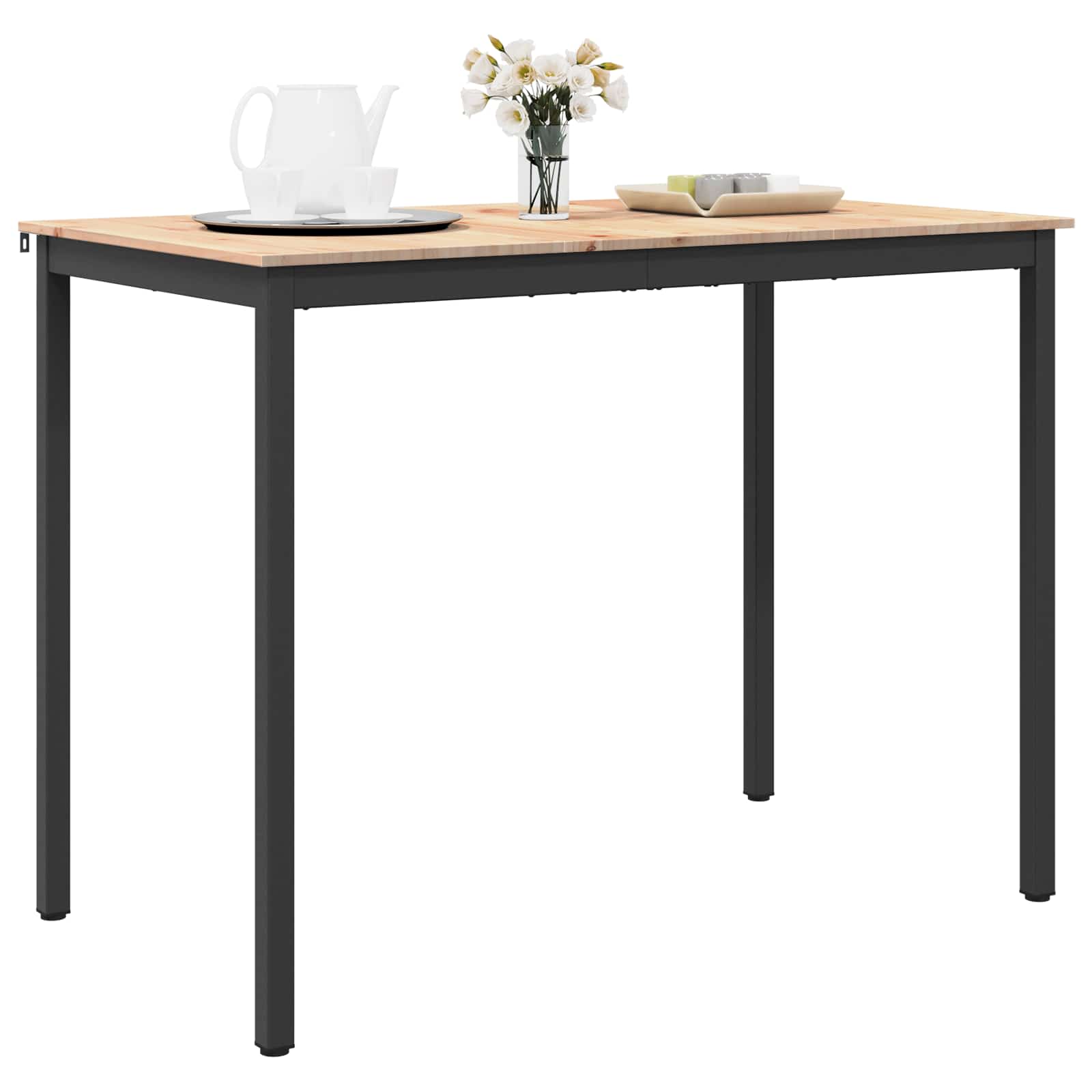vidaXL Bar Table 140 x 80 x 105 cm Solid Pine Wood Natural Rectangular 3
