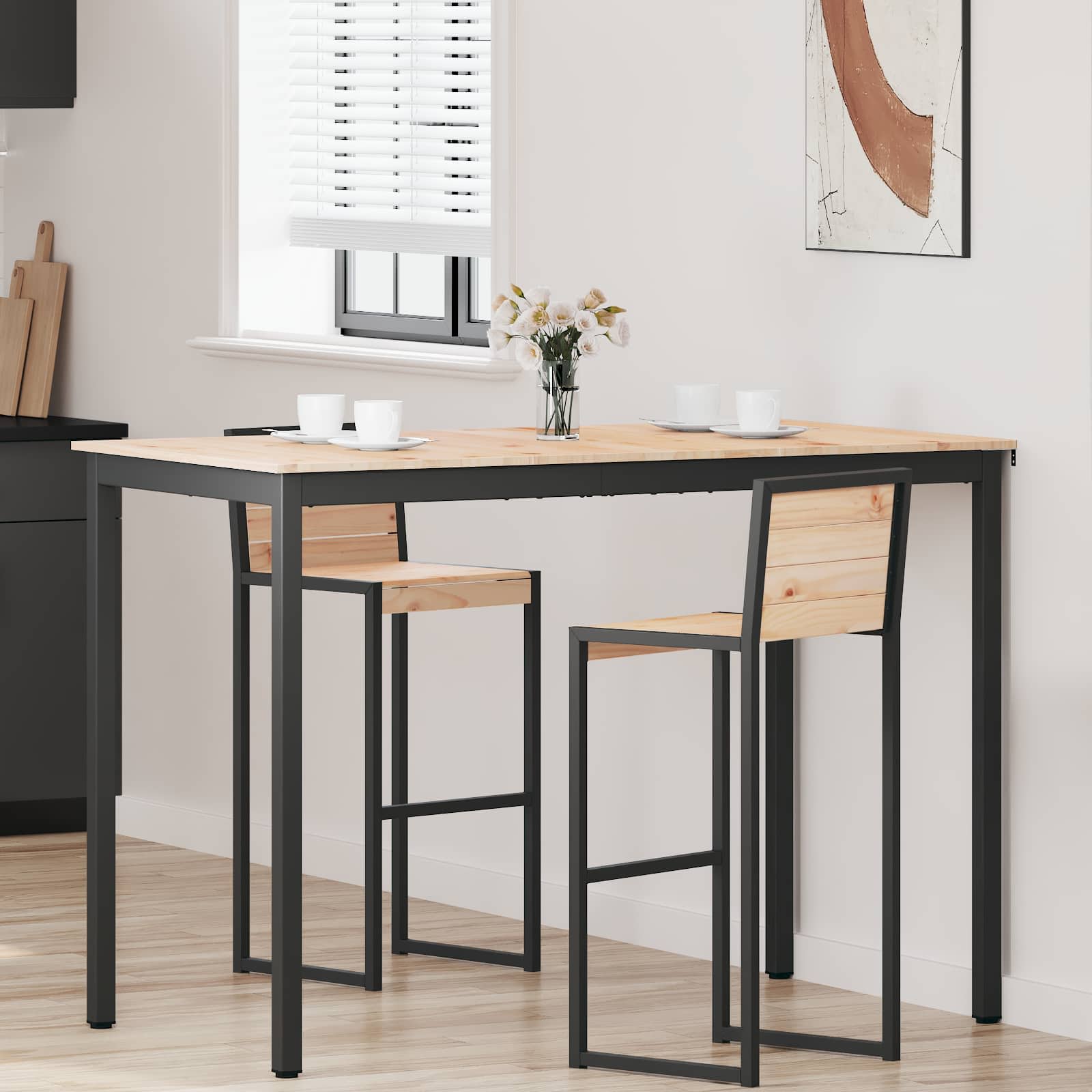 vidaXL Bar Table 150 x 80 x 105 cm Solid Pine Wood Natural Rectangular 1