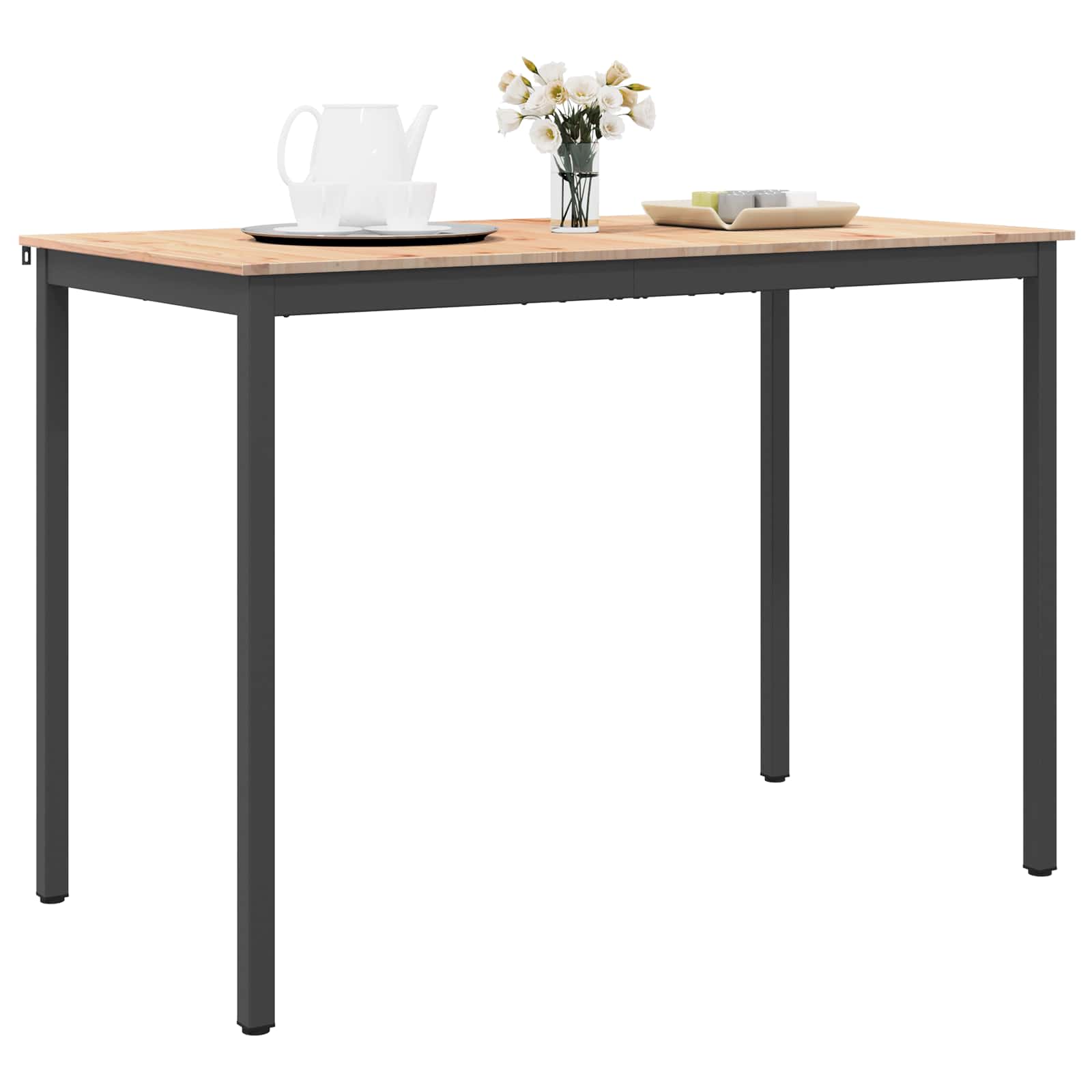 vidaXL Bar Table 150 x 80 x 105 cm Solid Pine Wood Natural Rectangular 3