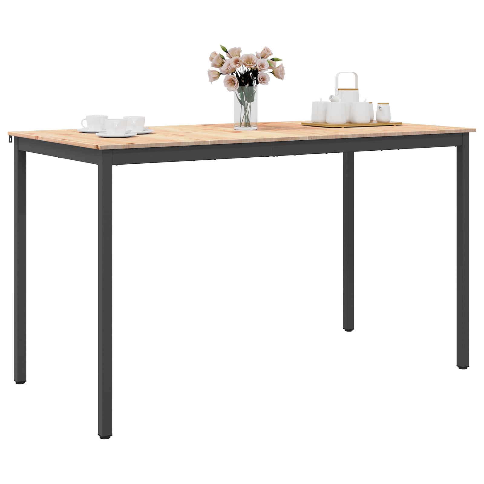 vidaXL Bar Table 180 x 90 x 105 cm Solid Pine Wood Natural Rectangular 3
