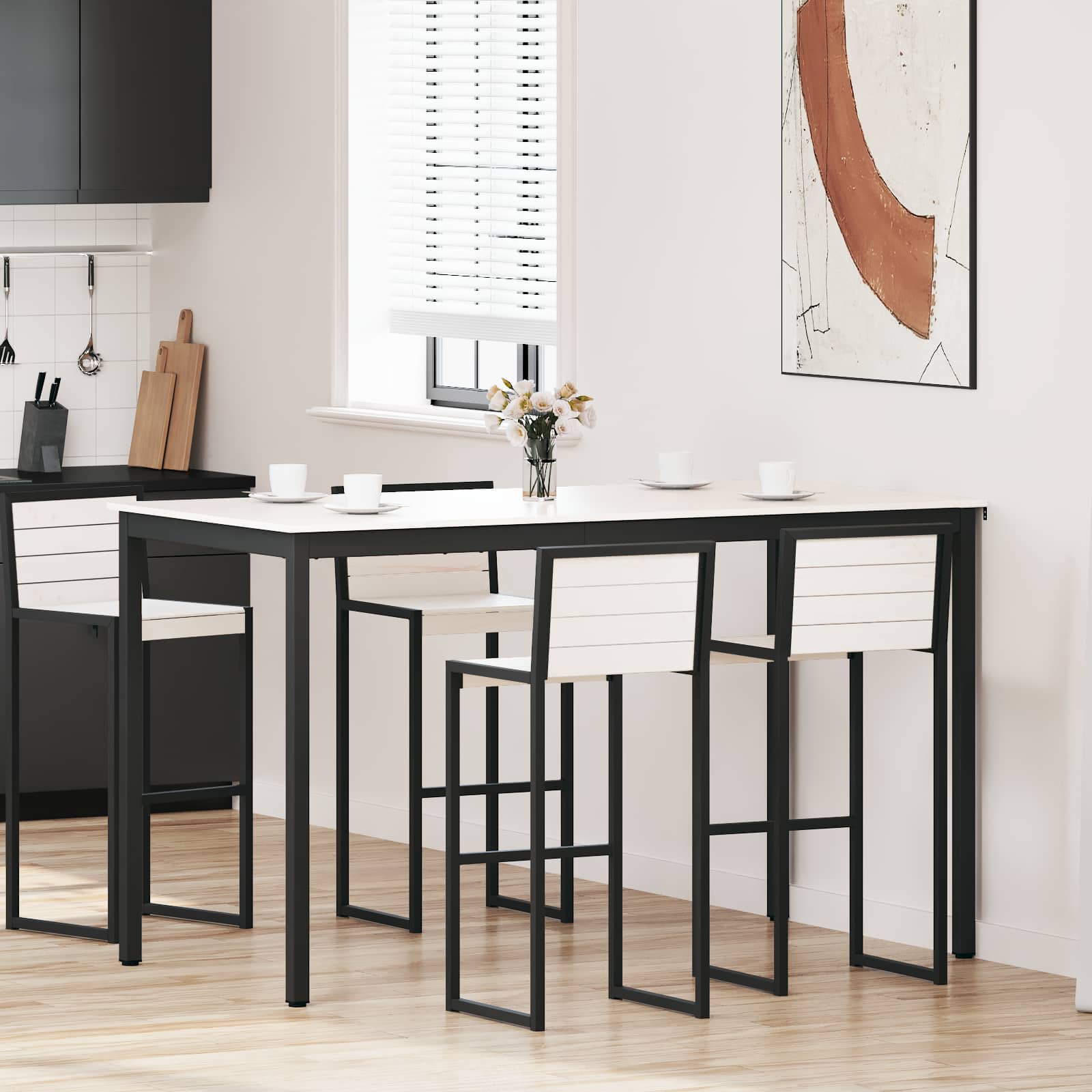 vidaXL Bar Table White 180 x 90 x 105 cm Solid Pine Wood 1