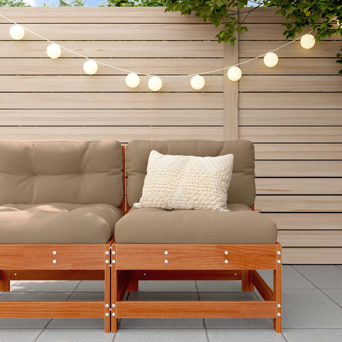 Garden Solid Pine Wood Wax Brown 62 x 62 x 70.5 cm Wax Brown Pinewood Middle sofa