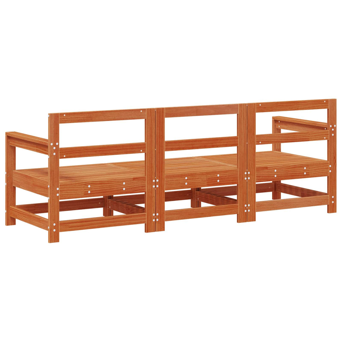 Garden Solid Pine Wood Wax Brown 62 x 62 x 70.5 cm Wax Brown Pinewood 3-seater sofa