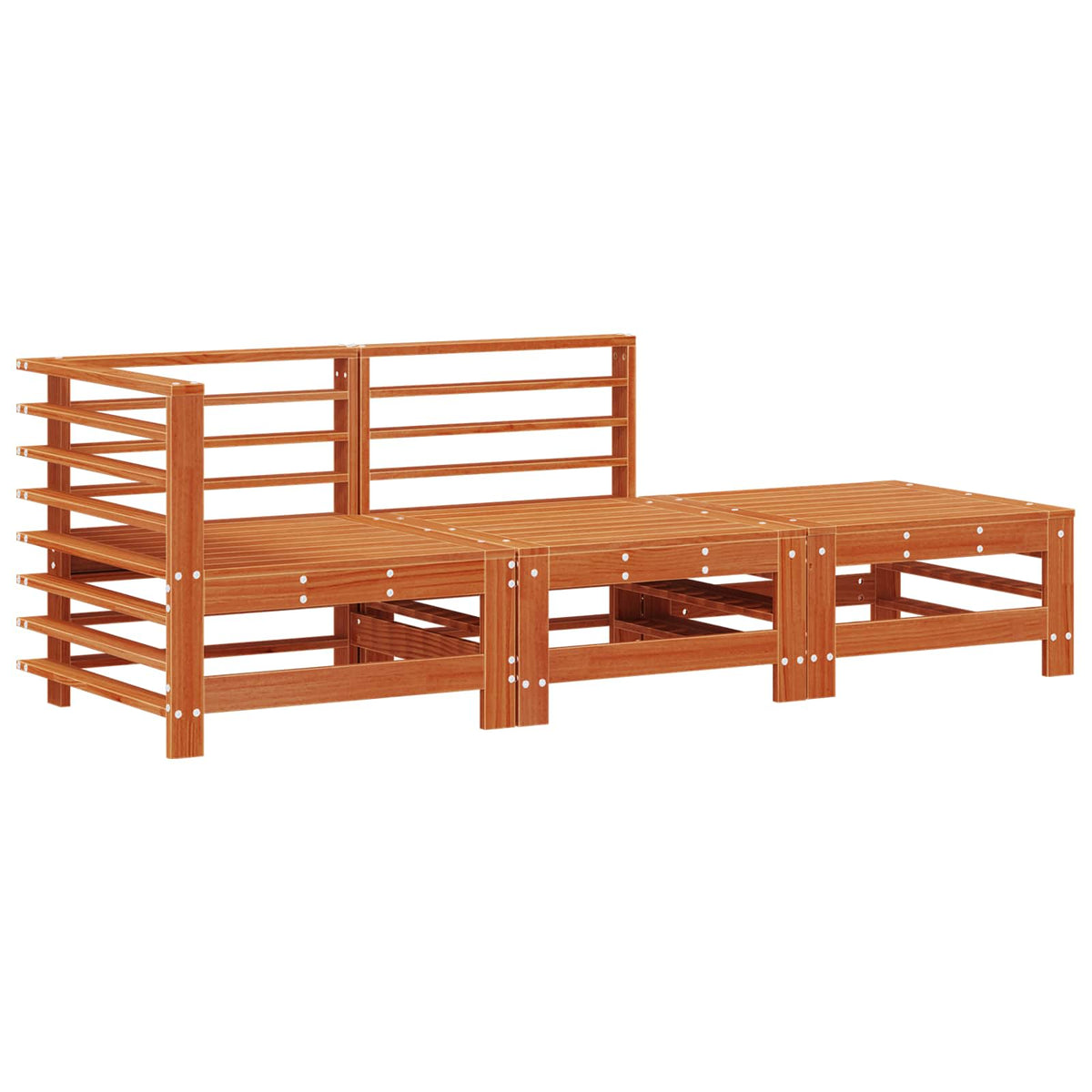 vidaXL Sectional Sofa Units 3 pcs Solid Pine Wood Wax Brown Pine 2