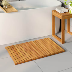 vidaXL Bath Mat Natural 80 x 50 cm Solid Acacia Wood 1