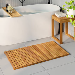 Bath Mat Natural Solid Acacia Wood 100 cm 55 cm