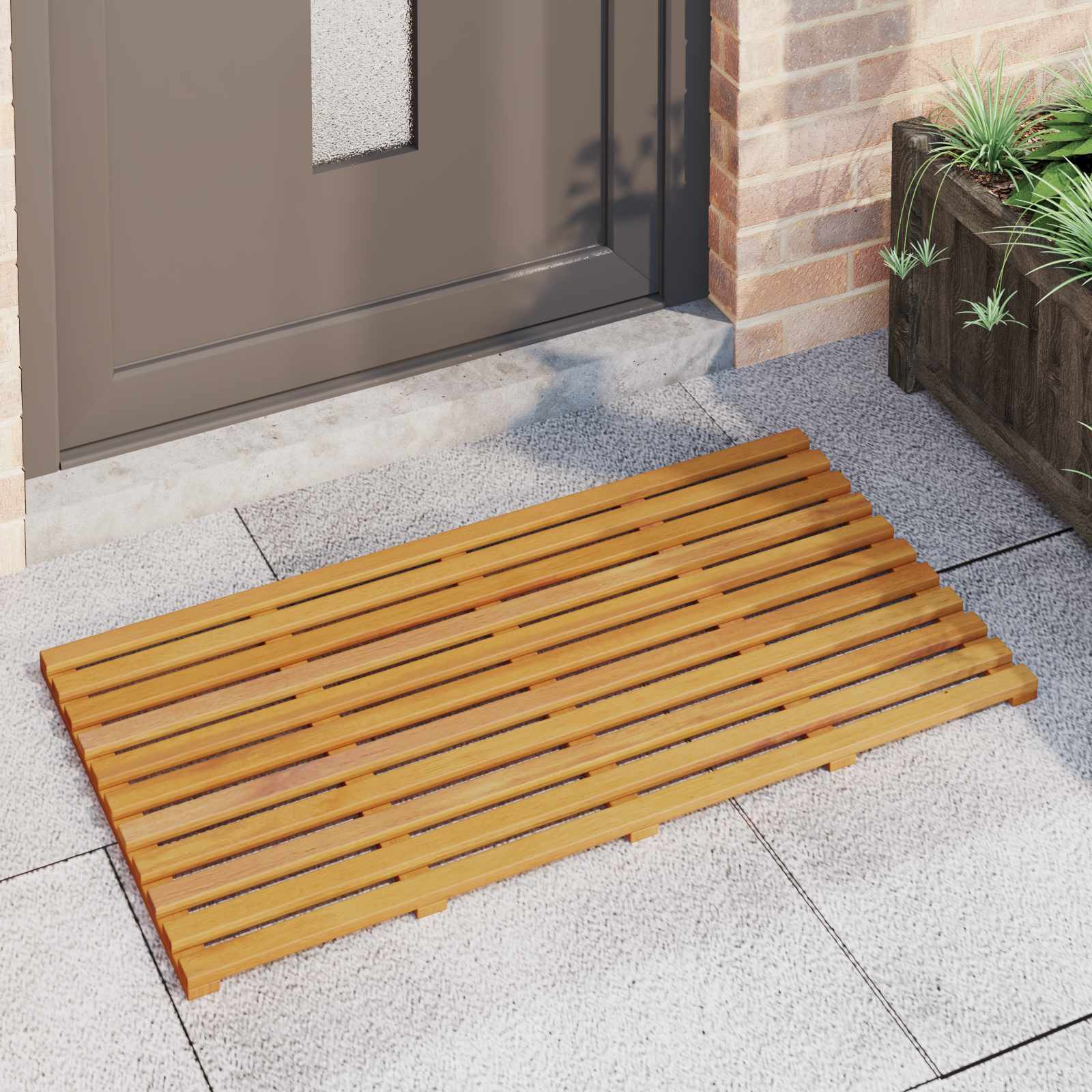 vidaXL Bath Mat Natural 100 x 53 cm Solid Acacia Wood 3