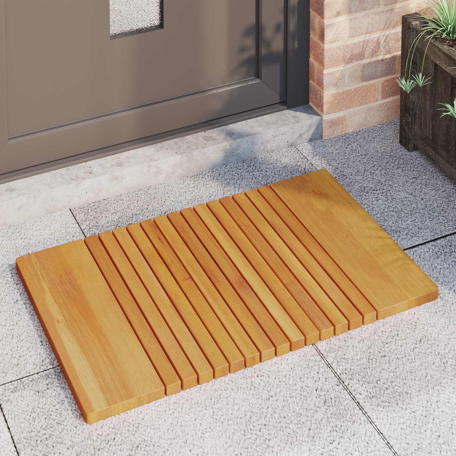 vidaXL Bath Mat Natural 81 x 50 cm Solid Acacia Wood 3