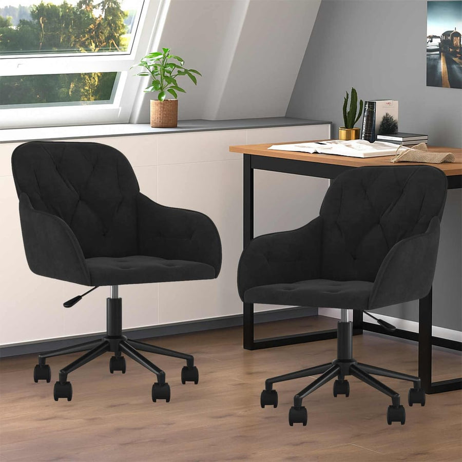 Dining Chair 2 pcs Velvet 55 x 59.5 x 77 cm Black with wheels