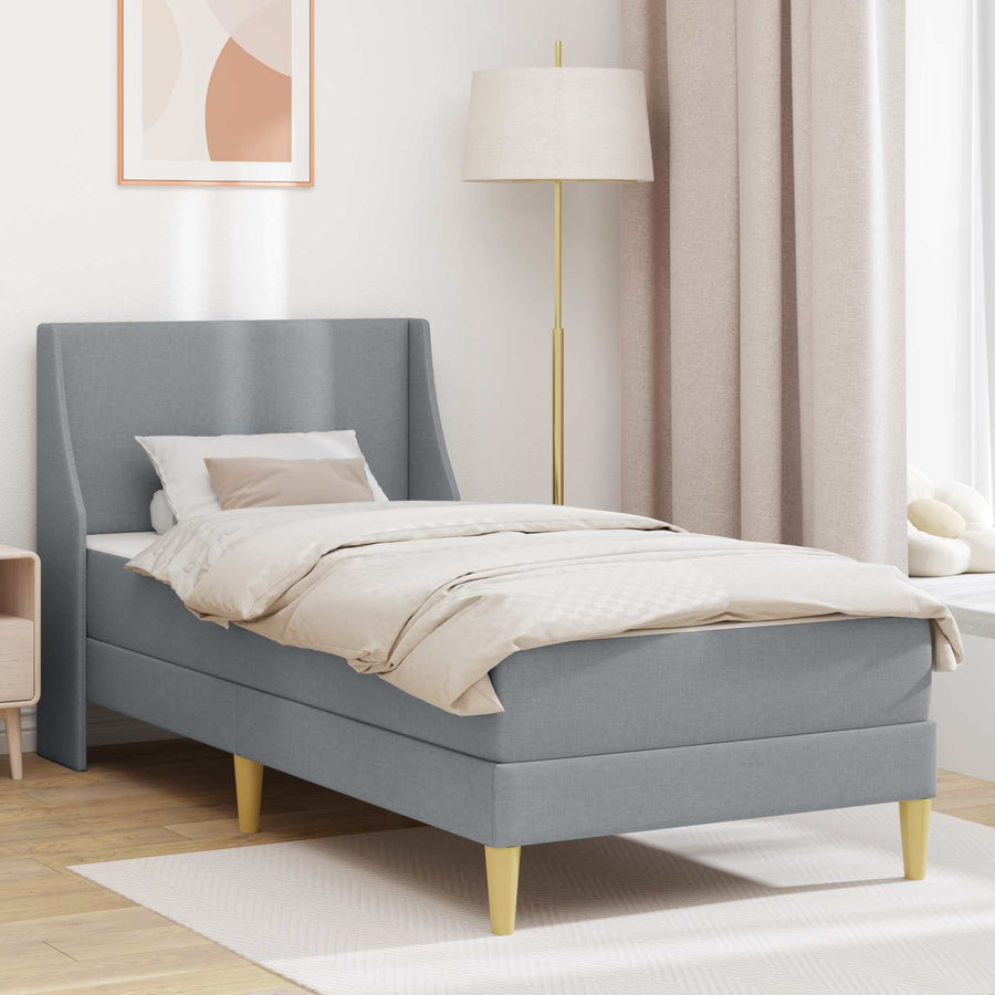 vidaXL Bed Frame with Mattress Light Grey 90 x 190 cm Fabric 1