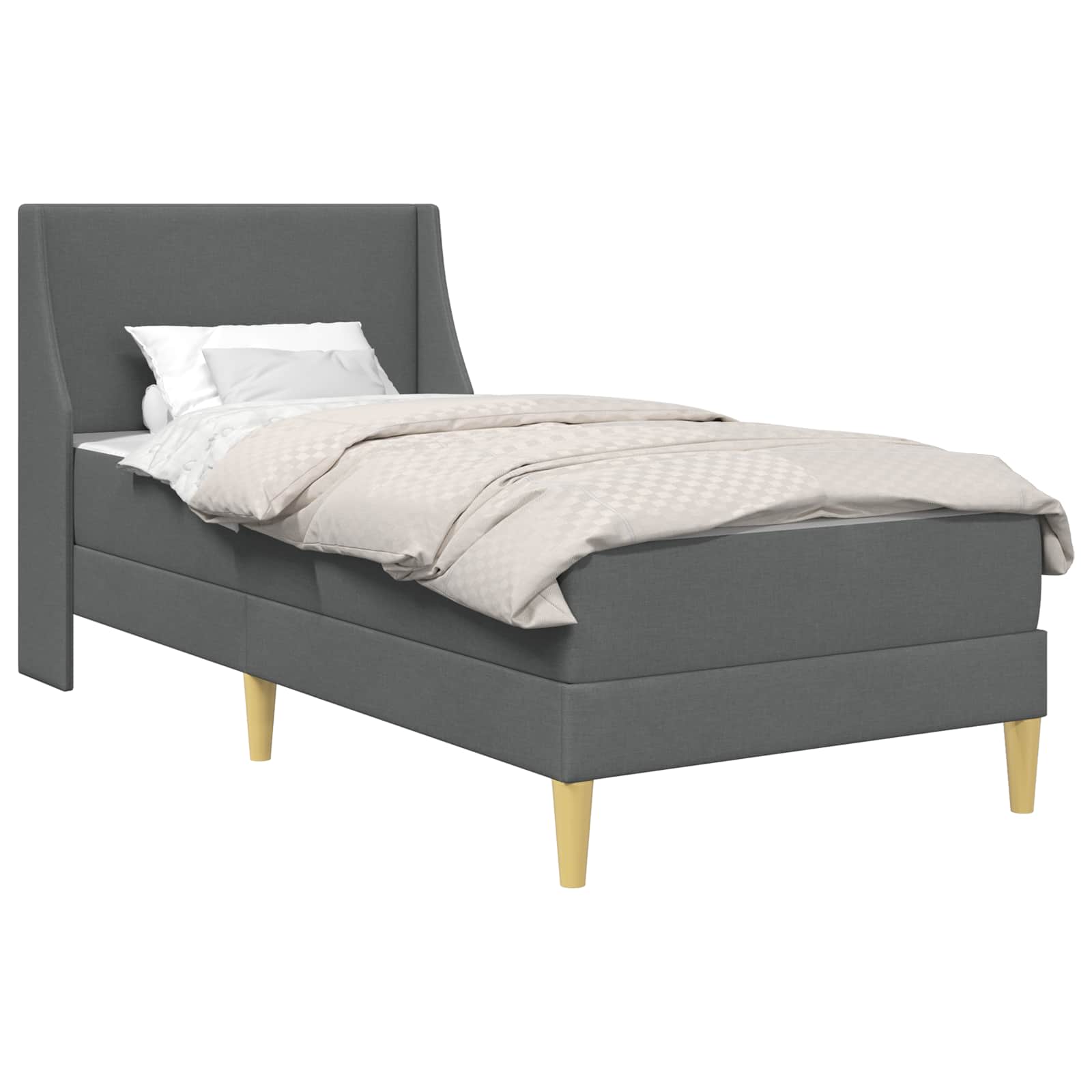 vidaXL Bed Frame with Mattress Dark Grey 90 x 190 cm Fabric 2
