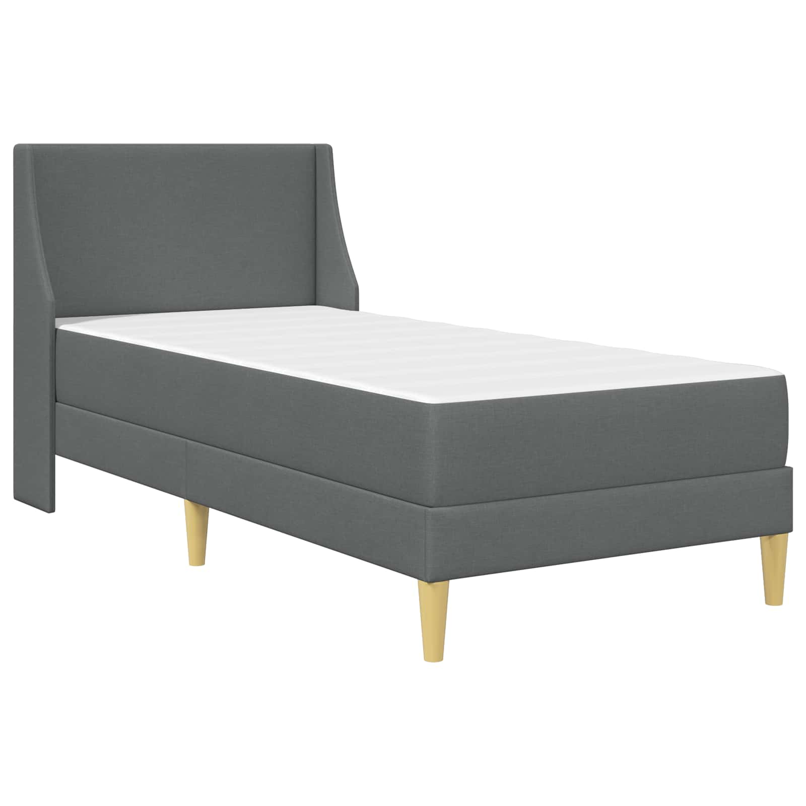 vidaXL Bed Frame with Mattress Dark Grey 90 x 190 cm Fabric 3