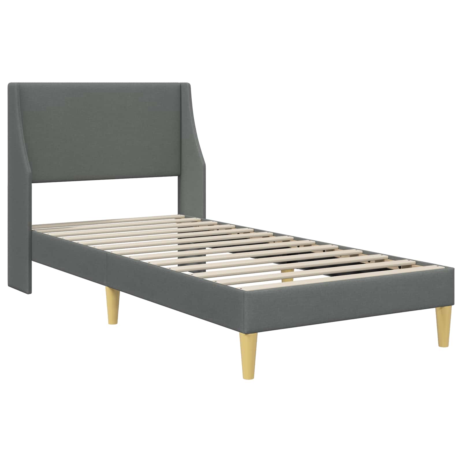 vidaXL Bed Frame with Mattress Dark Grey 90 x 190 cm Fabric 4