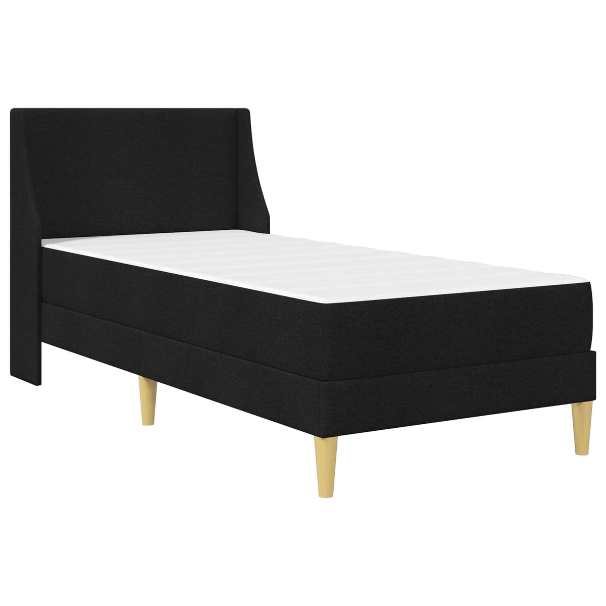 vidaXL Bed Frame with Mattress with Headboard Black 90 x 190 cm Fabric 3