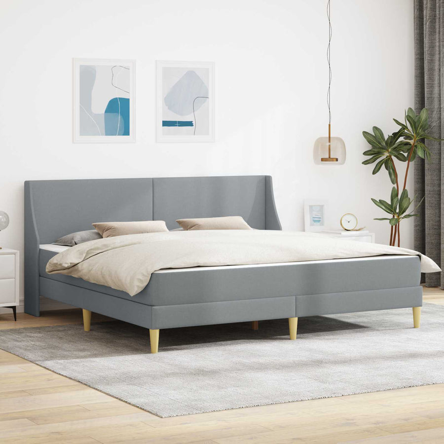 vidaXL Bed Frame with Mattress Light Grey 180 x 200 cm Fabric 1