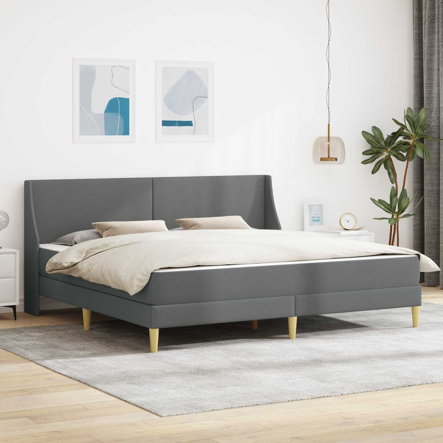 vidaXL Bed Frame with Mattress Dark Grey 180 x 200 cm Fabric 1
