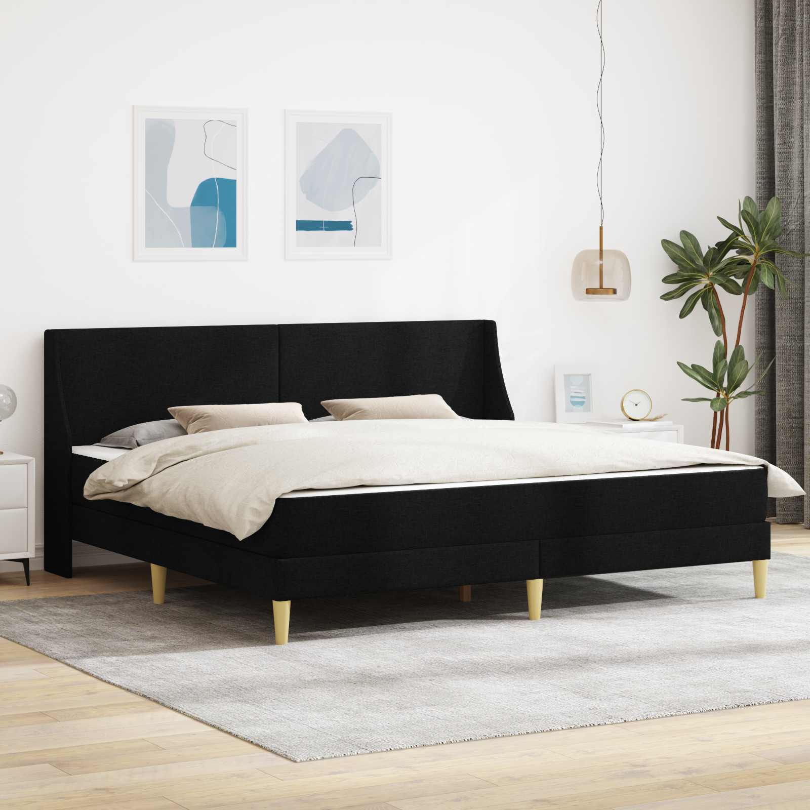 vidaXL Bed Frame with Mattress Black 180 x 200 cm Fabric 1