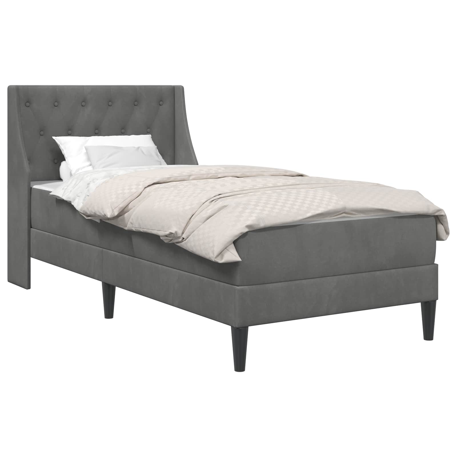vidaXL Bed Frame with Mattress Dark Grey 90 x 190 cm Velvet 2