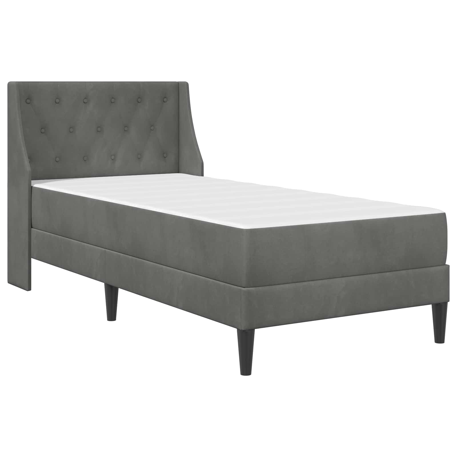 vidaXL Bed Frame with Mattress Dark Grey 90 x 190 cm Velvet 3