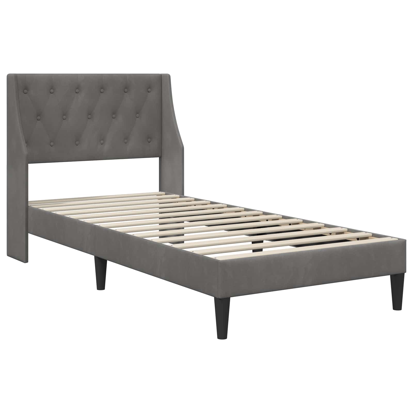 vidaXL Bed Frame with Mattress Dark Grey 90 x 190 cm Velvet 4