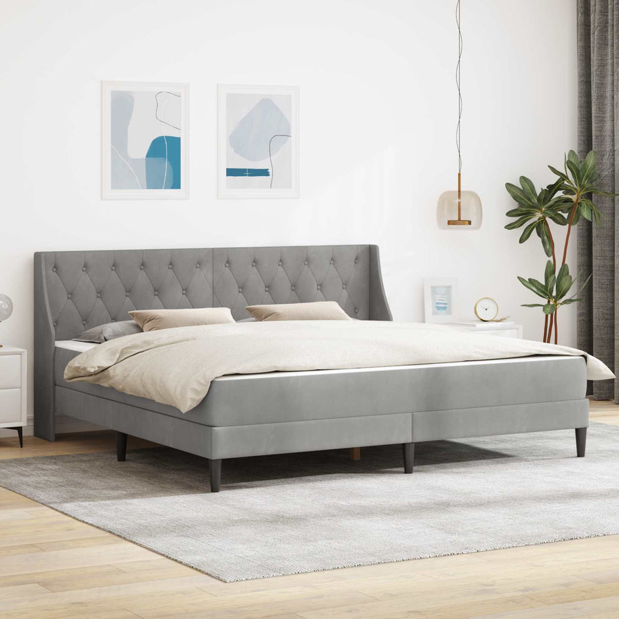 vidaXL Bed Frame with Mattress Light Grey 180 x 200 cm Velvet 1