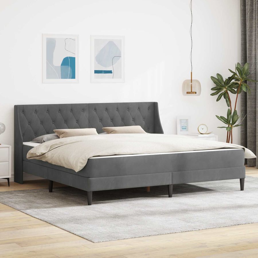 vidaXL Bed Frame with Mattress Dark Grey 180 x 200 cm Velvet 1