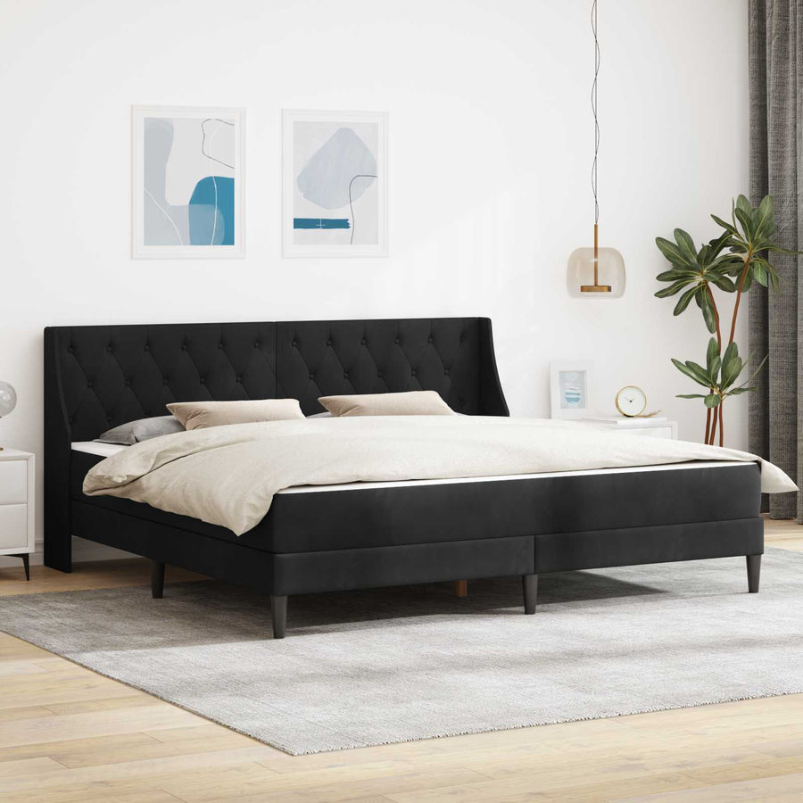 vidaXL Bed Frame with Mattress Black 180 x 200 cm Velvet 1
