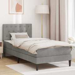 Bed Frame with Mattress 90 x 190 cm Velvet Light grey 3FT Single