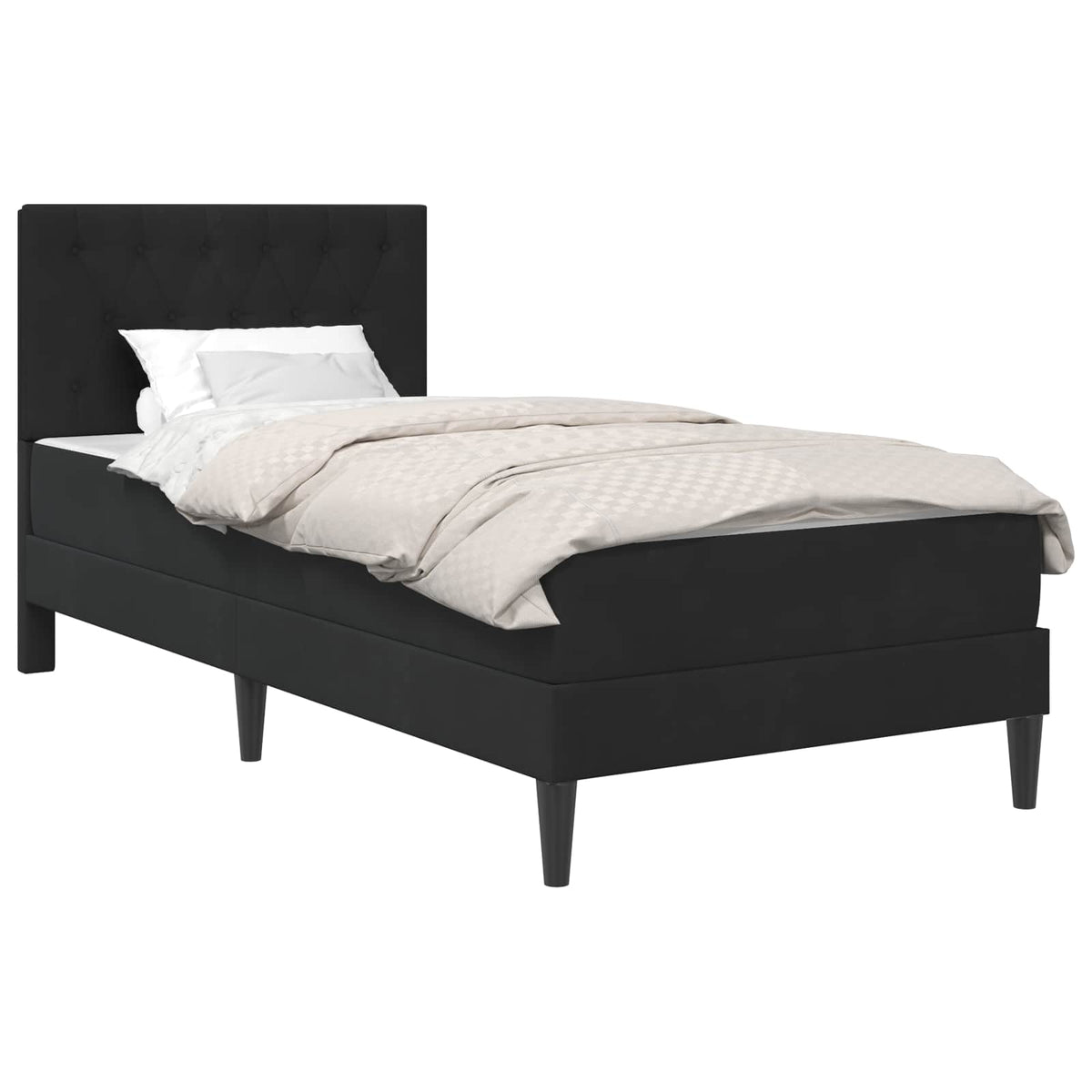 Bed Frame with Mattress 90 x 190 cm Velvet Black 3FT Single
