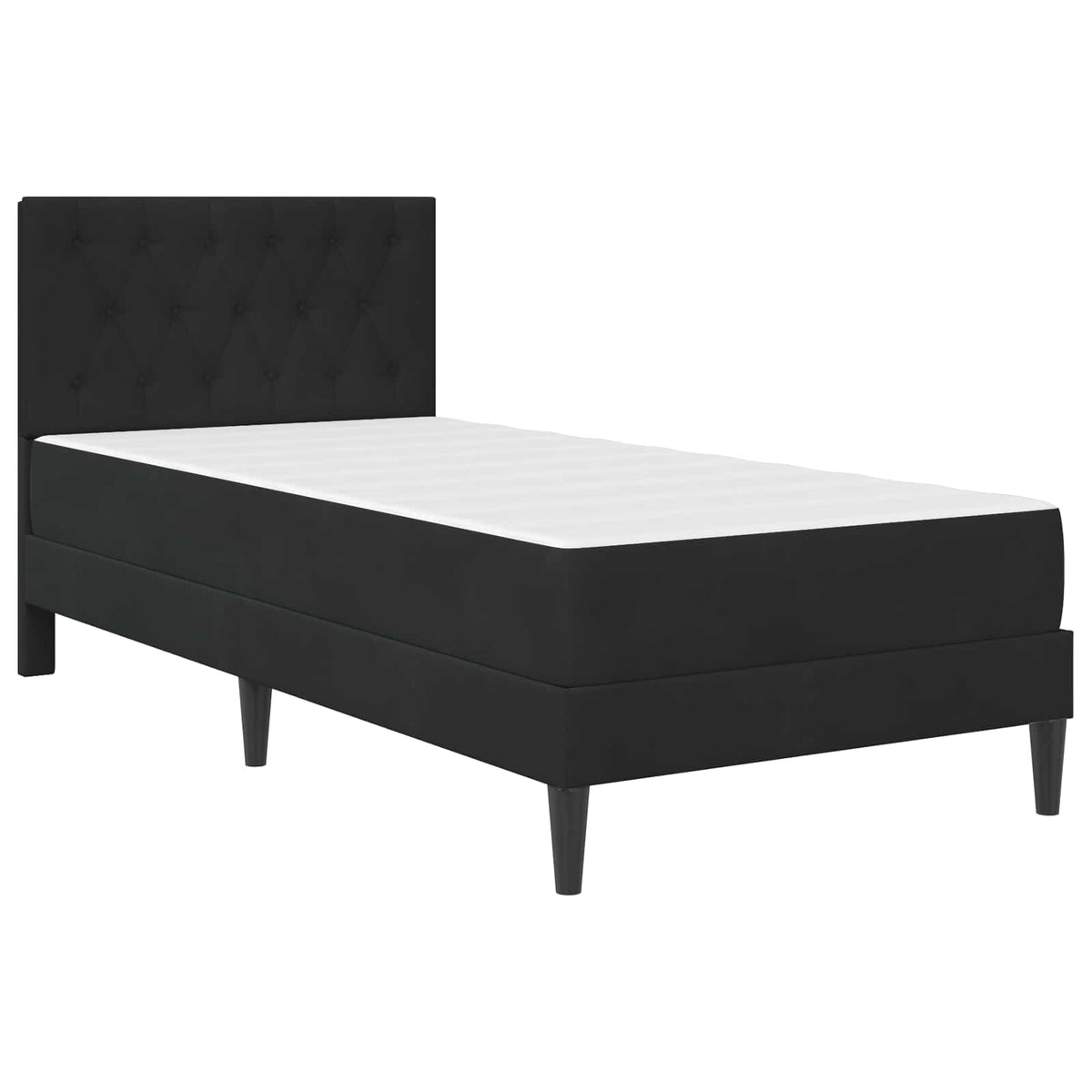 Bed Frame with Mattress 90 x 190 cm Velvet Black 3FT Single