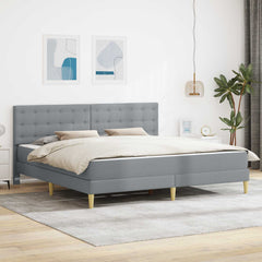 Bed Frame with Mattress 90 x 190 cm Fabric Light grey 6FT Super King Size