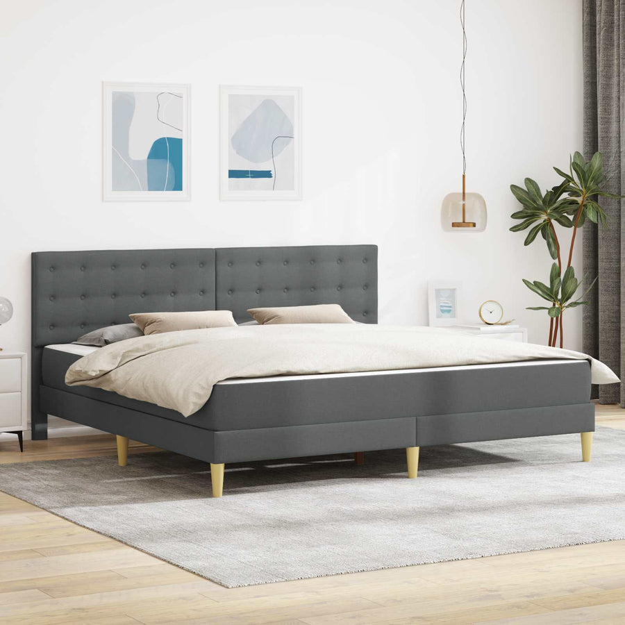 vidaXL Bed Frame with Mattress Dark Grey Fabric 1